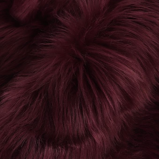 uxcell Heart Shaped Rugs for Bedroom,Small Aesthetic Carpet Girls,Cute Shaggy Floor Mirror Mat,Pastel Furry Throw Rug 2.3ftx3ft, Burgundy
