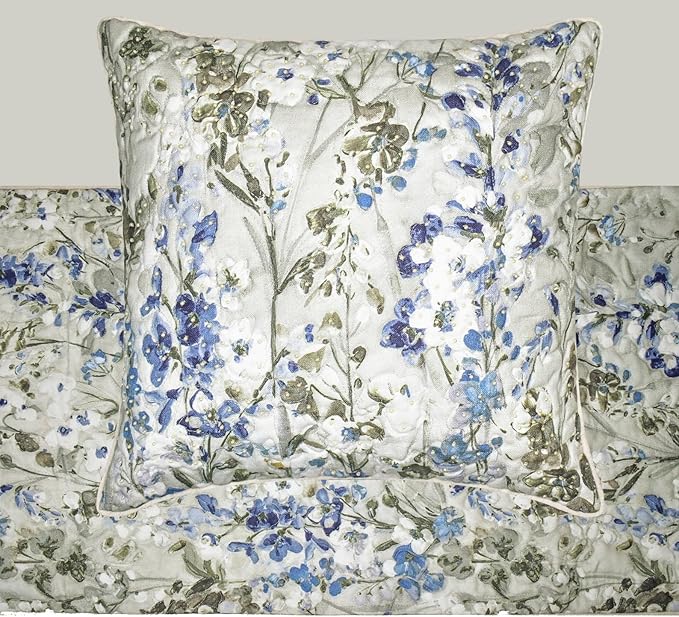 The HomeCentric King/Queen/Twin Blue Decorative Bed Runner CA King 86"x18" Bed Runner with Two Pillow Cover, Quilted Bed Scarf on Cotton Fabric - Garden Grace