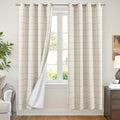 Sage Green Linen Blackout Curtains for Living Room - Plaid Patterned Curtains 72 Inch Long, Boho Black Out Thermal Insulated Drapes for Bedroom Grommet Style 52x72 Inch 2 Panels