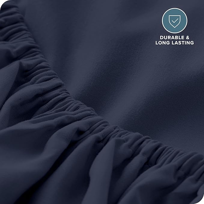 Bare Home Fitted Bottom Sheet Full Size - Premium 1800 Microfiber - Ultra-Soft Hotel Luxury - Deep Pocket - Durable and Long Lasting - Fitted Sheet (Full, Midnight Blue)