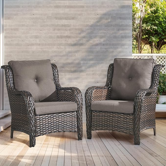 Outdoor Chair Cushions-Patio Chair Cushions Set with Removable Cover 22 X 25 Inch Outdoor Cushions for Patio Furniture Chair Sofa Couch-Grey