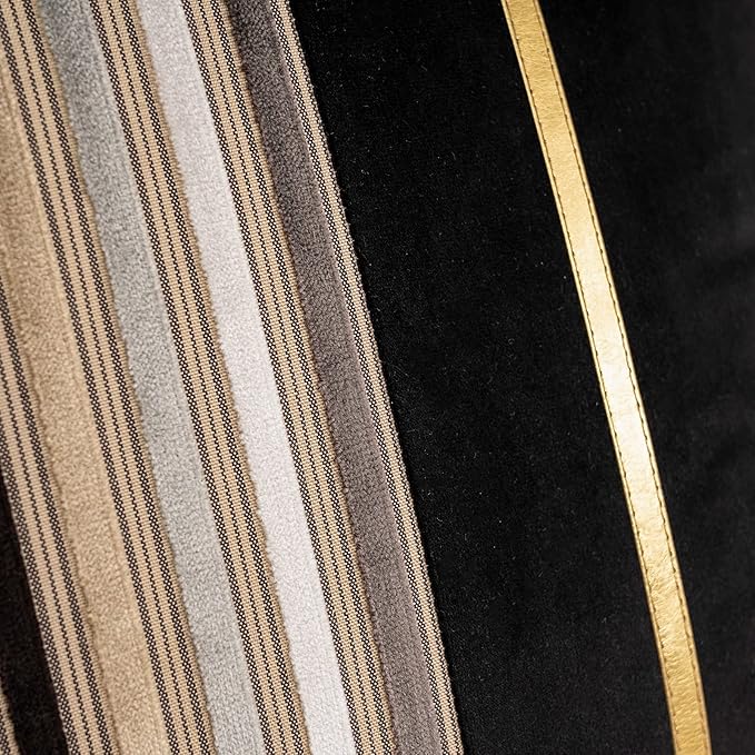 Yangest Black Striped Patchwork Throw Pillow Cover Gold Leather Cushion Cover Zippered Pillowcase for Sofa Couch Bedroom Living Room Home Decoration,18x18 Inch