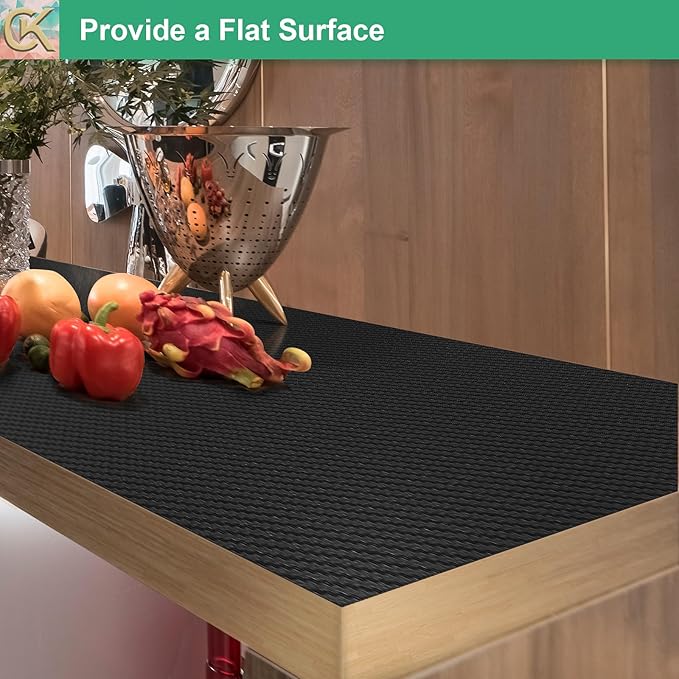 Self-Adhesive Shelf Liner Kitchen Liner, Waterproof Backed Paper Easy Peel and Stick Contact Liner Without Residue for Decor Your Desk Surface, Kitchen Countertops (Black, 17.5 x 393.7 inches)