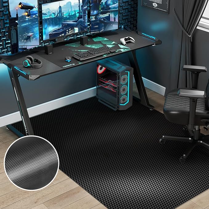 35"x 48" Chair Mat for Hard Floors, Durable Office Chair Mat for Tile &Laminate Floor, Easy to Clean Desk Floor Mats for Hard Floors, 3D Carbon Fiber Pattern Floor Protector,Waterproof Office Mat