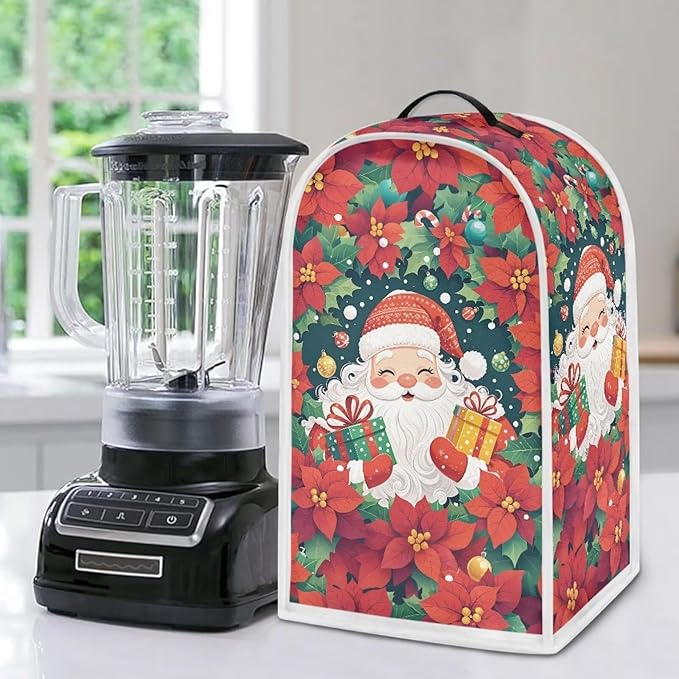 Santa Claus Blender Cover Dust Cover for Kitchen Decorative Food Processor Dust Covers with Handle Easy to Install Protection Covers for Stand Mixer Juice Machine Christmas Decoration