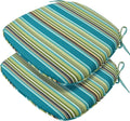 Outdoor Chair Cushions Set of 2,Patio Seat Cushion 17"x16"x2",U-Shaped Dining Chair Cushion 17 by 16 Inch,Water Resistant,Fade-Resistant Chair Pads for Kitchen Garden Furniture(Green Stripe)