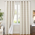 Sage Green Linen Blackout Curtains for Living Room - Boho Plaid Pattern Thermal Insulated Grommet Cottage Core Window Treatments Rustic Drapes for Farmhouse, 52x84 Inch 2 Panels