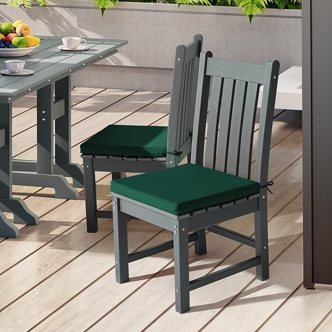 WestinTrends Solace Outdoor Patio Kitchen Dining Chair Square Seat Cushions Set of 4, 19 x 18, Green