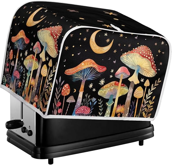 ZFRXIGN Mushroom Toaster Covers 2 Slice Toaster Dust Cover Moon Night Toaster Bag Kitchen Appliance Covers Toaster Oven Dustproof Cover Machine Washable Toaster Cover Galaxy Black