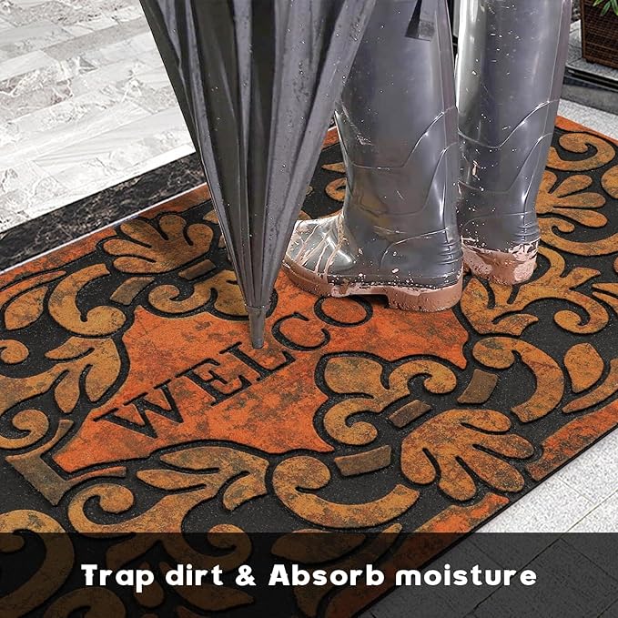 Large 47"x22" Heavy Duty Welcome Mat Outdoor with Non-Slip Rubber Backing - Durable Outdoor Door Mat for Front Door Entrance, Garage, Patio & High Traffic Areas（Welcome - Style2）