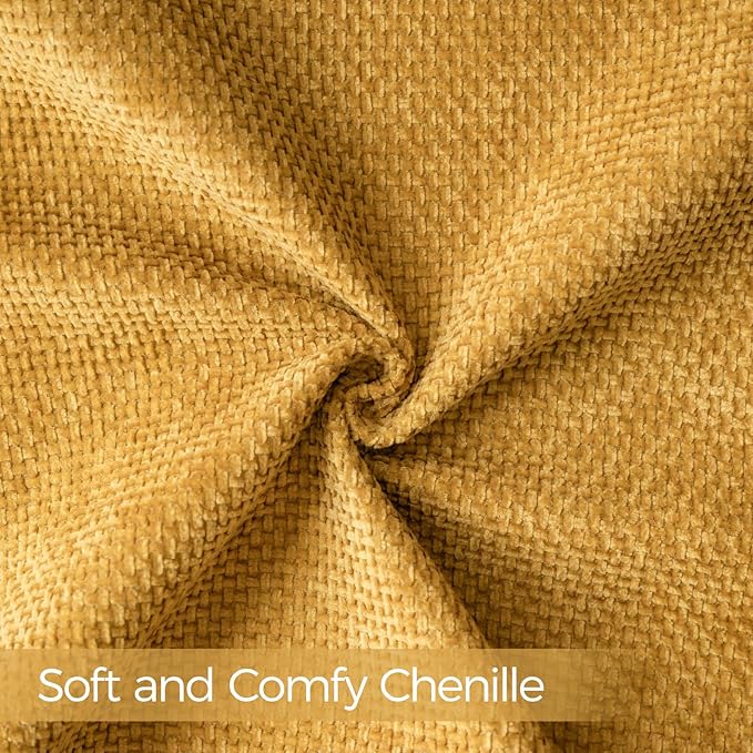 a moment Fall Mustard Yellow Chenille Throw Pillow Covers 16x16 Inch Pack of 2 Modern Decorative Throw Pillow Covers Farmhouse Cross Covers Home Decor for Sofa Bedroom Living Room