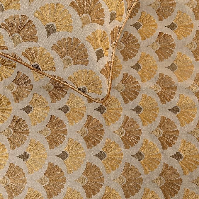 The HomeCentric King Queen Twin Beige & Yellow Gold Handmade CA King 86"x18" Bed Runner with Pillow Cover, Floral Embroidery Bed Scarf on Cotton Embroidery Fabric - Autumn Bloom