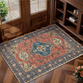 Tangsoo Oriental Washable Entryway Rugs Terracotta 2x3 Non Slip Small Area Rug, Vintage Indoor Front Door Rug, Print Door Mat Indoor Entrance Soft Low Pile Throw Rug for Entry Kitchen Bedroom