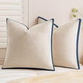 a moment Loop Yarn Linen-Like Pillow Cover Natural Soft Decorative Throw Pillow Case Farmhouse 18x18 Inch, Bohemian Textured Cushion Cover for Sofa Bed, Wrinkle-Resistant Home Decor Navy Blue