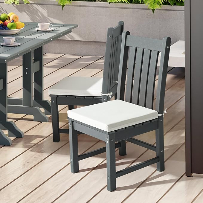 WestinTrends Solace Outdoor Patio Kitchen Dining Chair Square Seat Cushions Set of 4, 19 x 18, White
