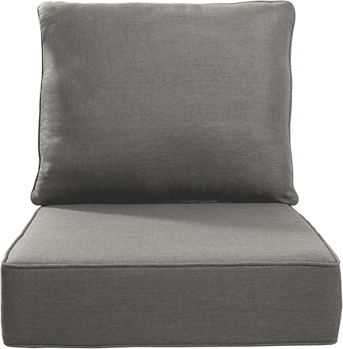 Luxury 24x24x6 Inch Outdoor Cushions - Water&UV&Fade Resistant 1 Set Patio Replacement Seat Cushion for Rattan Mental Wicker Dining Rocking Swivel Chairs Loveseat Couch Sectional Sofa - Grey