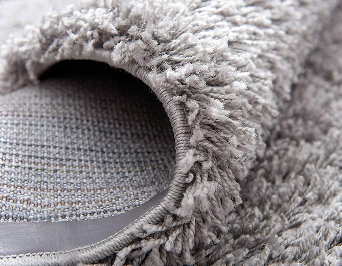 Unique Loom Solid Shag Collection Area Rug (7' 1" x 10' Rectangle, Cloud Gray)