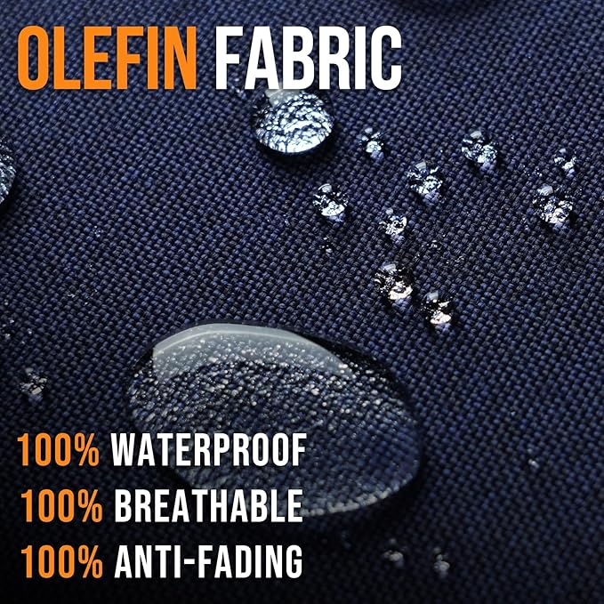 Outdoor Olefin Water-Resistant Deep Seat Cushion Set, 2PCS Weather and Fade Resistant 23''x 26''x 6'' Patio Furniture Seat Cushion, Thickened Sofa Chair Pad for Lawn, Garden, Dark Blue