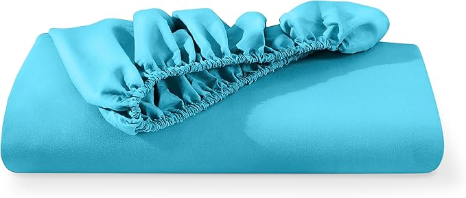 Bare Home Fitted Bottom Sheet Twin XL Size - Premium 1800 Microfiber - Ultra-Soft Hotel Luxury - Deep Pocket - Durable and Long Lasting (Twin XL, Aqua)