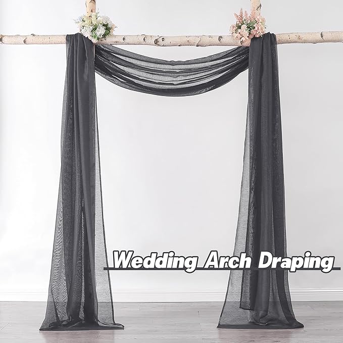 DONREN Dark Grey Window Scarf for Outdoor Decoration - Add Luxury Beautiful Elegant Effect to Curtain Panels (1 Panel, 52 x 288 Inches Long)