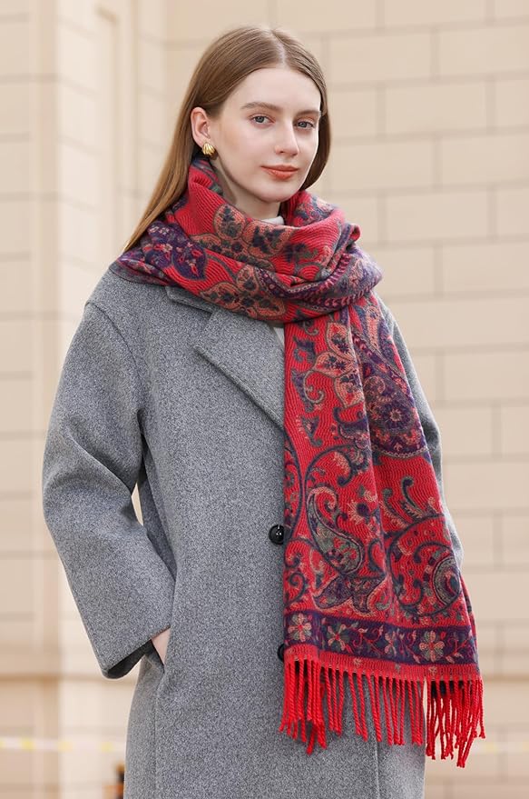 Wander Agio Warm Fashion Scarf Long Shawl Large Blanket Winter Wraps Scarves for Women Cashmere Jacquard Vintage Paisley