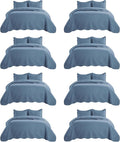 IR Imperial Rooms 8 Pack Quilt King Size Bedding (106" x 96") - Bulk Wholesale for Hotels, Guest Bedroom & Airbnbs - Lightweight Microfiber Reversible Embossed Quilts Bedspread (Light Blue)