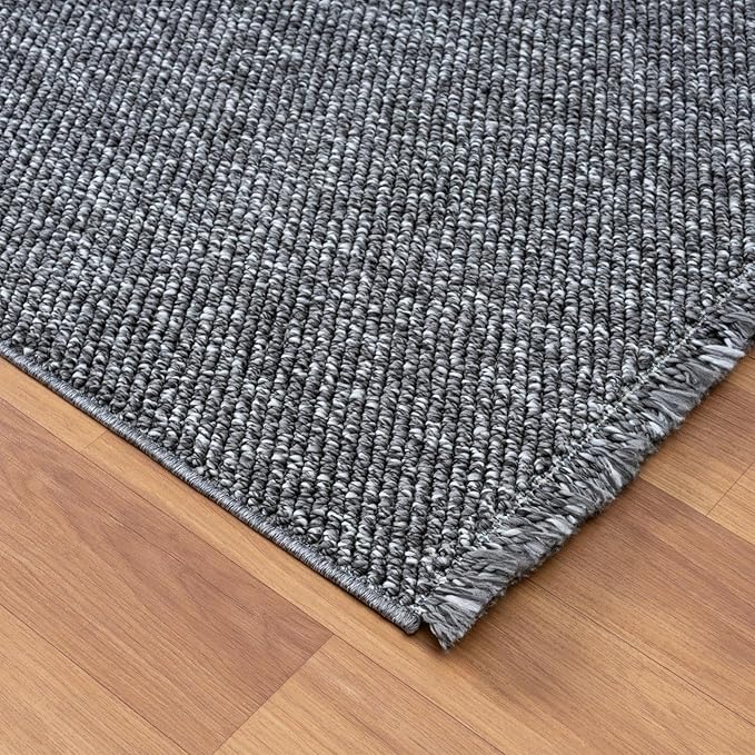 LUXE WEAVERS Solid Machine Woven Smoke 4x6 Area Rug, Indoor Stain-Resistant Carpet