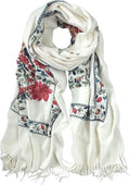Urban CoCo Women's Embroidered Tassel Long Shawl Oversize Scarf Wraps for Women