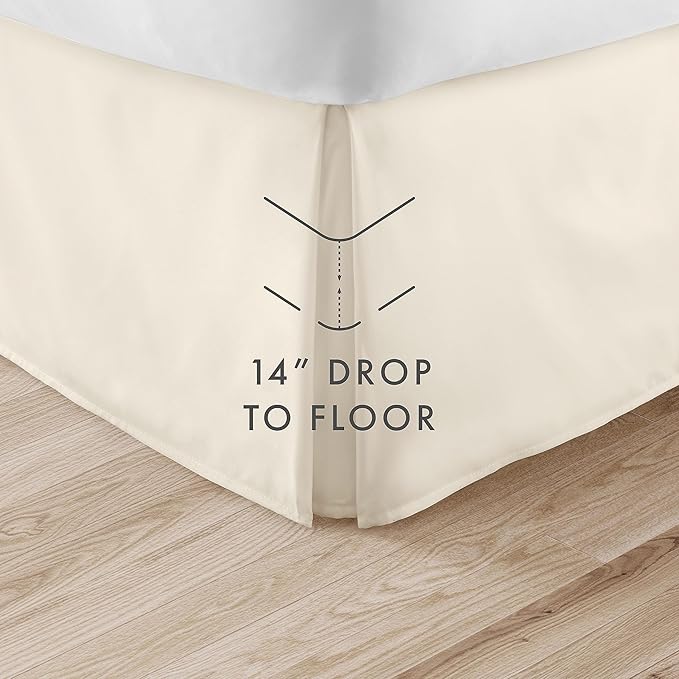 Linen Market Bed Skirt - Ultra Soft Microfiber - Easy Fit with 14 Inch Tailored Drop - Hotel Quality, Shrinkage & Fade Resistant - Bed Cover - Full Size Bed Skirts - Bedroom Décor - (Full, Ivory)