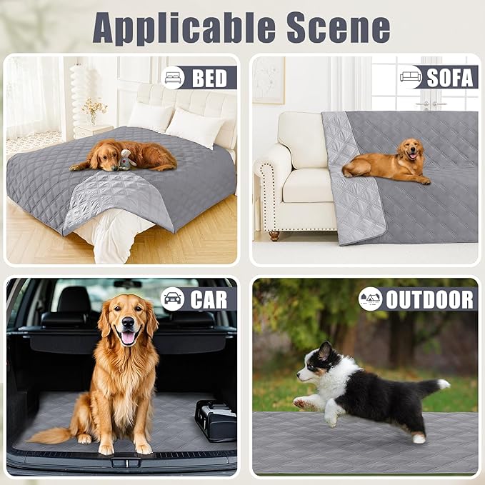 Smiry Waterproof Dog Bed Cover Blanket 30x70, Soft Reversible Pet Blanket, Washable Leakproof Cats Dogs Couch Cover for Sofa, Couch, Furniture, Lattice, Grey/Light Grey