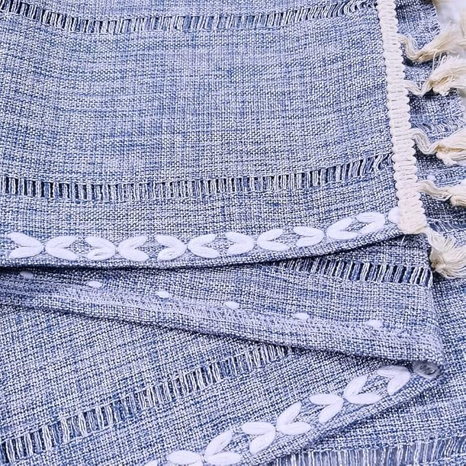 Simple Bedside Table Tassel Cover Cloth, Tablecloth Towel, Suitable for TV Microwave Washing Machine Refrigerator Dust (15.7 * 35.4 inches,Grey Blue)