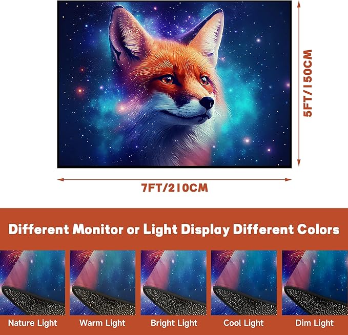 5' X 7' Galaxy Fox Rug 3D Cute Foxes Area Rugs for Bedroom Living Room Playroom Boys Kids Cartoon Colorful Carpet Glitter Stars Throw Rugs Floor Mat