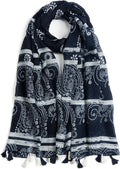 Scarf for Women Lightweight Soft Floral Leopard Printed Scarves Fall Winter Fashion Shawl Wrap with Fringe