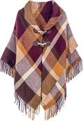 Moss Rose Women's Travel Plaid Shawl Wrap Open Front Poncho Cape for Fall Winter
