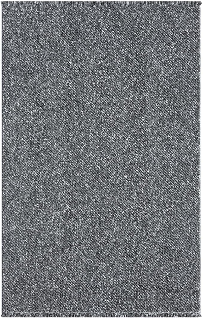 LUXE WEAVERS Solid Machine Woven Smoke 9x12 Area Rug, Indoor Stain-Resistant Carpet