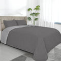 Easy-Going King Size Reversible Quilt Set with 1 Quilt and 2 Pillow Shams, Soft Bed Quilt Cover, Water Resistant Lightweight Microfiber Bedspread, Stain Resistant, Damask-Gray/Light Gray