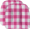 RSH DECOR: Tufted U-Shape Wicker Seat Cushions Set of 2 | 19” x 19” | All-Weather Spun Fabric | Water-Resistant | Outdoor Chair Cushions for Patio Furniture | Classic Pink Buffalo