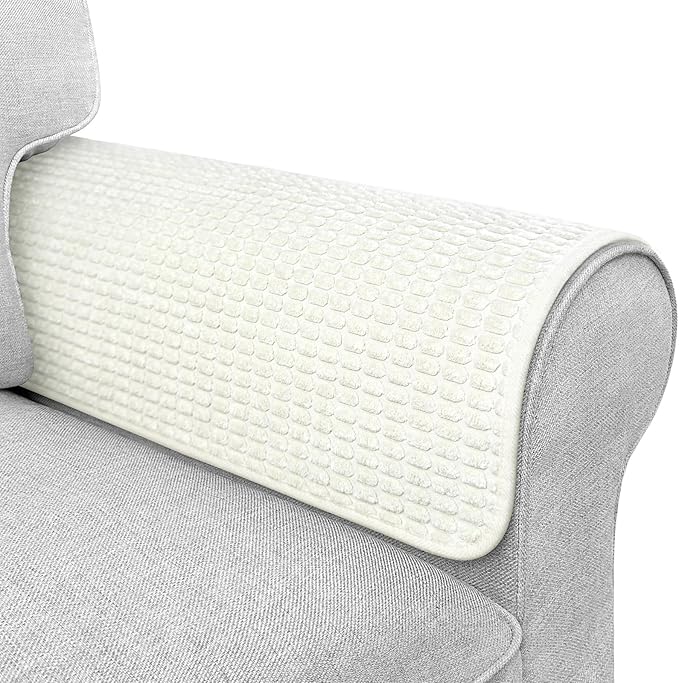 Couch Arm Covers, Sofa Arm Covers, Waterproof Armrest Cover for Sofa, Armchair, Loveseat, Headrest Cover, Non-Slip Recliner Arm Cover, Arm Chair Covers Set of 2 (Cream, 19"×19")