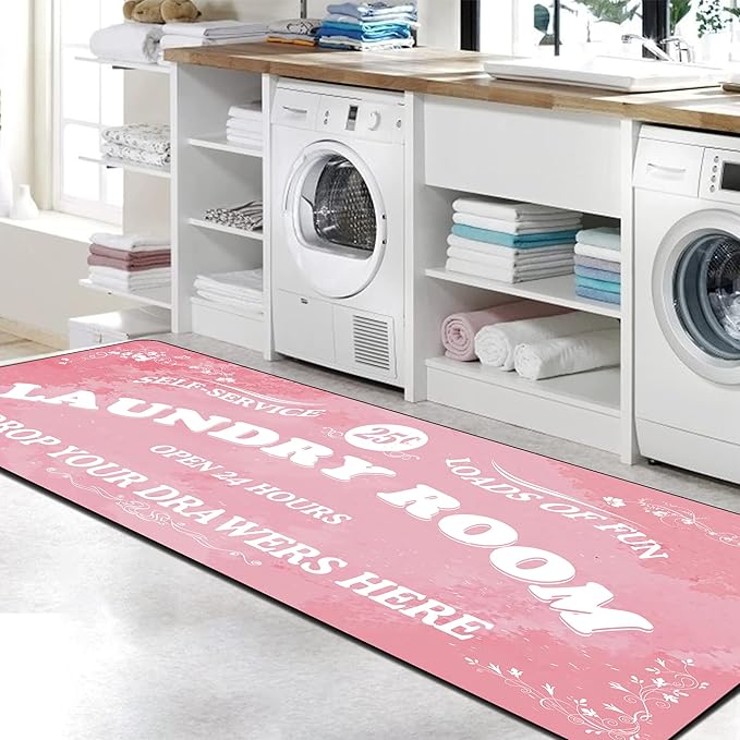 Zoke Laundry Room Rug Runner Stylish Non-Slip Laundry Room Mat 24"x72", Versatile, Waterproof Runner for Laundry, Kitchen, and Bathroom, Mudroom Decor and Farmhouse Charm