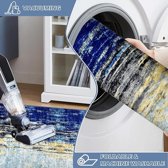 Runner Rug Washable 3x79 FT, Non Slip Rubber Backing Abstract Carpet, Soft Area Rugs for Bedroom Kitchen Hallway Entryway Bathroom, Customized