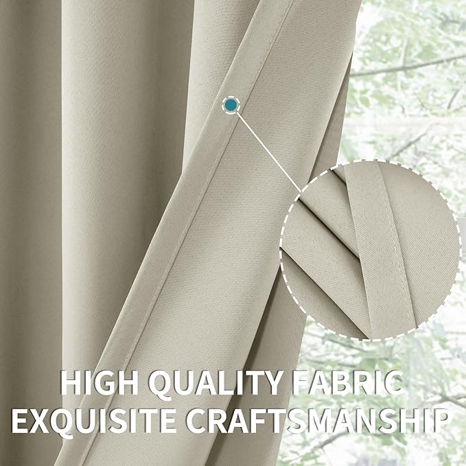 BGment Short Blackout Curtains 36 Inches Length for Kitchen Camper - Rod Pocket Thermal Insulated Small Window Drapes for Bathroom Basement, Light Camel, 2 Panels, 34 x 36 Inch