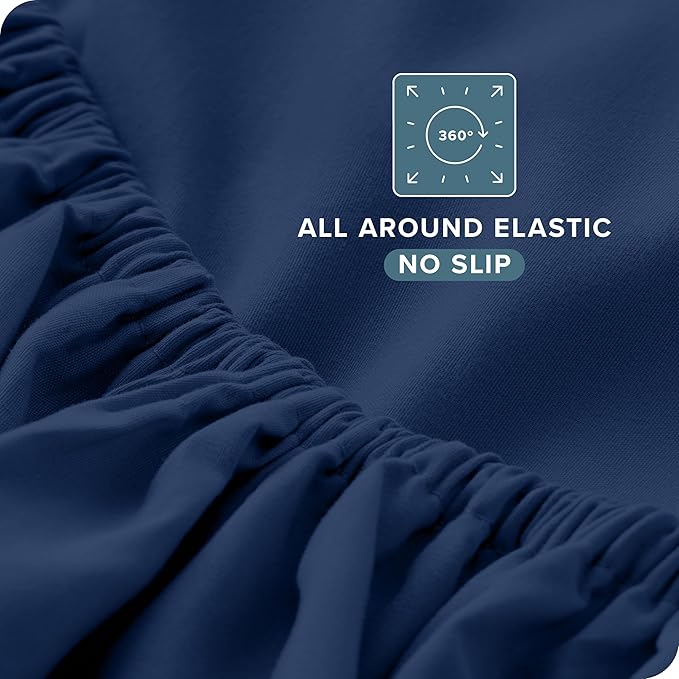 Bare Home Queen Sheet Set - Luxury 1800 Ultra-Soft Microfiber - Double Brushed - Deep Pockets - Easy Fit - 4 Piece Set - Bedding Sheets & Pillowcases (Queen, Dark Blue)