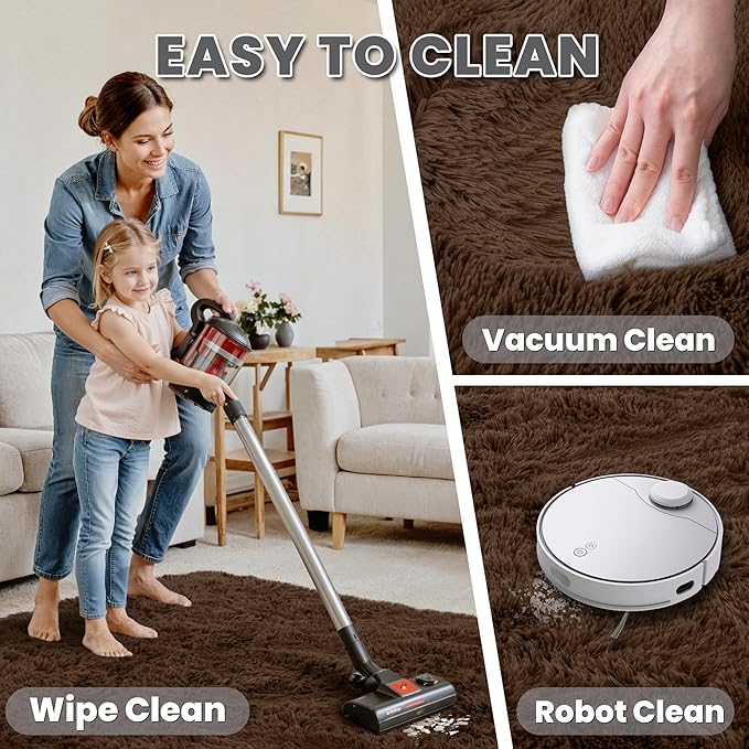 5x7 Area Rugs for Living Room Rug: Soft Fluffy Shag Brown Rugs for Bedroom, Non-Slip Large Fuzzy Plush Rug Indoor Floor Carpet for Nursery Kids Boys Girls Room, Dorms, Playroom, Modern Home Decor