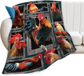 Rooster Chicken Throw Blanket, 60"x50", Multicolor, 100% Polyester Microfiber, Wrinkle Resistant, Colorfast, Unisex Adult, Perfect for Couch, Bed, Camping, Reading, Napping
