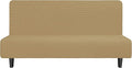 Easy-Going Stretch Futon Slipcover Armless Futon Bed Cover Furniture Protector Without Armrests with Elastic Bottom for Kids, Soft Jacquard Fabric Small Checks (Large, Golden)
