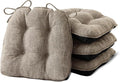Chair Cushions for Dining Chairs Set of 4, Kitchen Chair Cushions, Chair Pads with Ties and Non Slip Backing, Tufted Memory Foam Seat Cushion 4 Pack, 15.5" x 15.5" x 4", Khaki