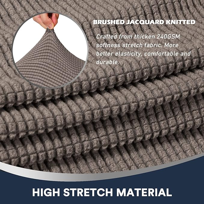Stretch Sofa Arm Covers Spandex Jacquard Anti-Slip Couch Arm Covers with Sticker Furniture Armrest Protector for Sofa Couch Chair Recliner, Set of 2, Taupe