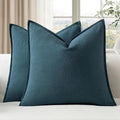 EMEMA Decorative Linen Throw Pillow Covers 18x18 Inch Navy Blue Boho Farmhouse Neutral Couch Throw Pillows for Bed Pack of 2 Accent Pillowcase Modern Sofa Cushion Livingroom Home