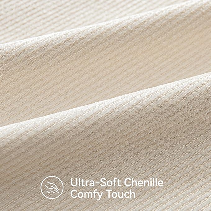 a moment Pack of 2 Decorative Chenille Throw Pillow Covers with Twill Cushion Covers for Sofa Living Room Couch Bed 20x20 Inch Raw White