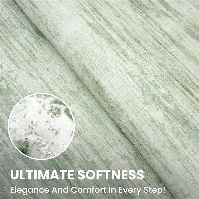 8x10 Modern Abstract Area Rug for Bedroom, Light Sage Green and Ivory Large Super Soft Washable Rugs with Non-Slip, Non-Shedding Carpet for Living Room, Indoor Door Mat for Office Home Décor